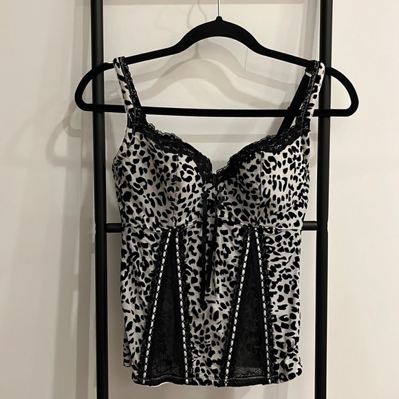 FREDERIKS CORSET Animal print blk lacy inserts women - Picture 1 of 11